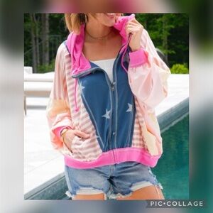 Bibi colorblock zip and hooded sweatshirt - Stars and Stripes - NEW!  NWT